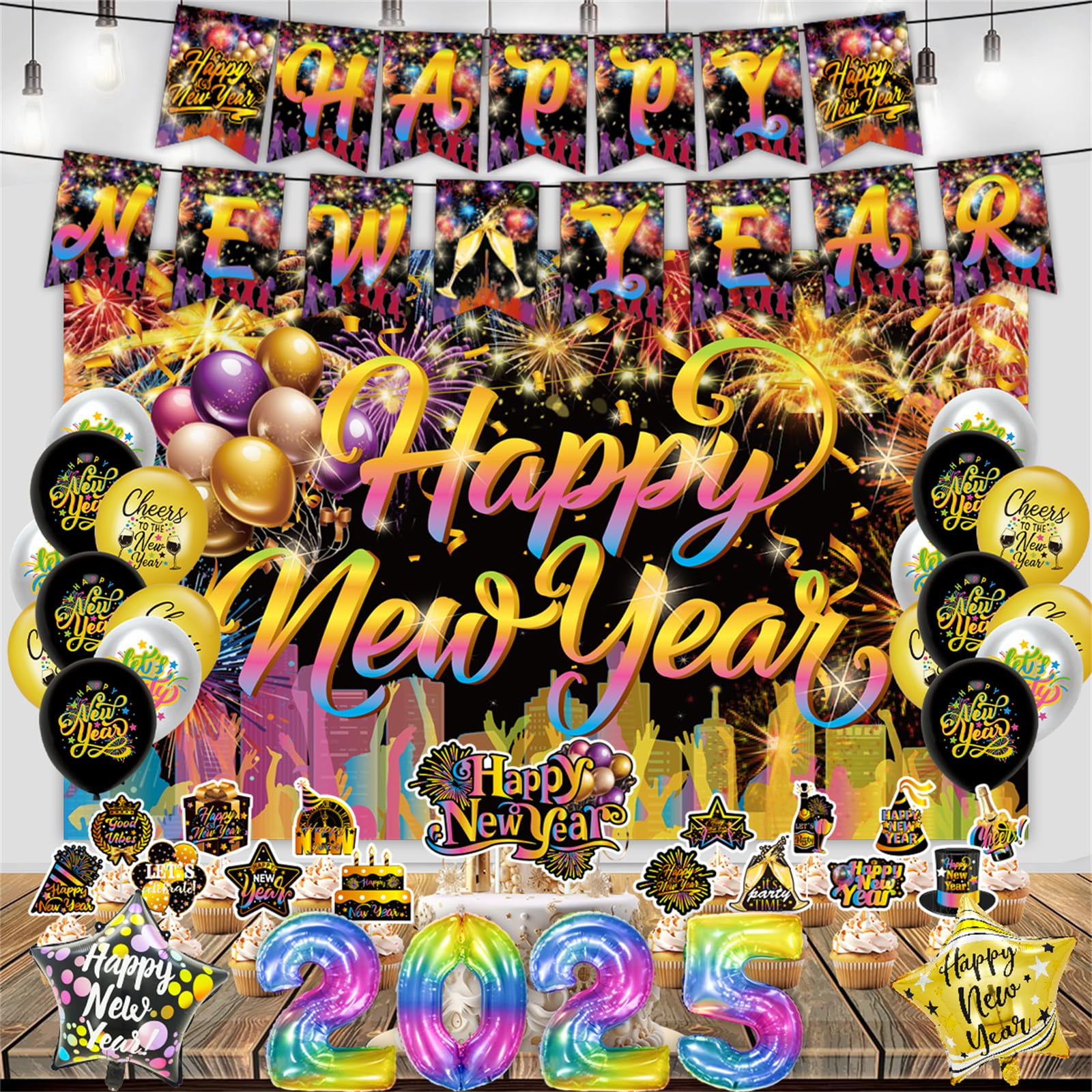 2025 Happy New Years Decorations Set New Years Party Supplies Includes ...