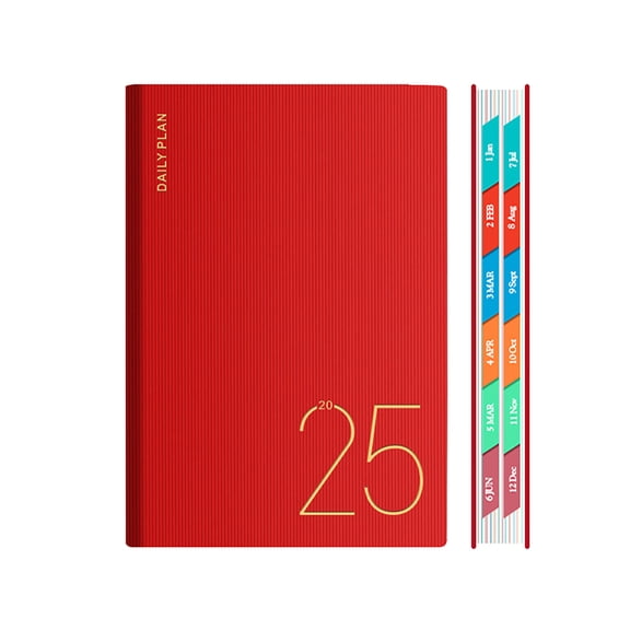 2025 Hardcover Daily Weekly Planner, 365 Days Full Year Calendar Schedule Notebook with Monthly Index Tabs, 80gsm Thick Paper Office Organizer Journal