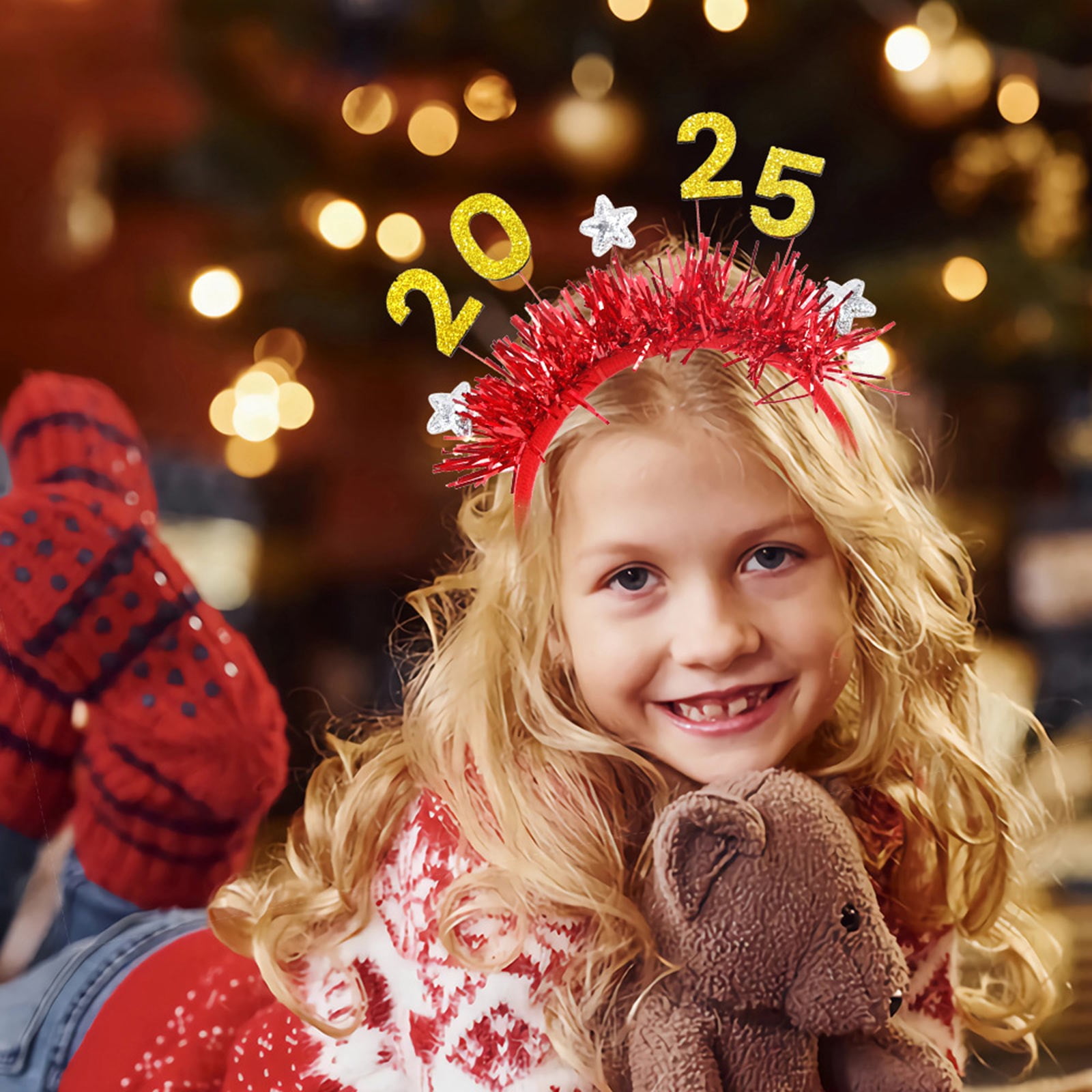 2025 Headband New Year Hair Accessories for Women Girls Glitter Ribbon