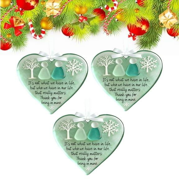 2025 Heart-Shaped Sea Glass Friendship Decor,Timeless Friendship Heart Keepsake,Friendship Heart Ornament for Christmas Tree Hanging Ornaments, Sea Glass Art for Best Friends
