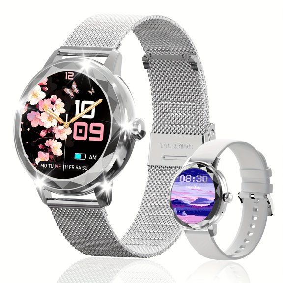2025 High Quality Women's Smart Watch Gift - Receive And Make Calls, Sedentary Reminder, Weather Display, Calorie Tracker, Comes with Silicone Band, Compatible with Android And iPhone