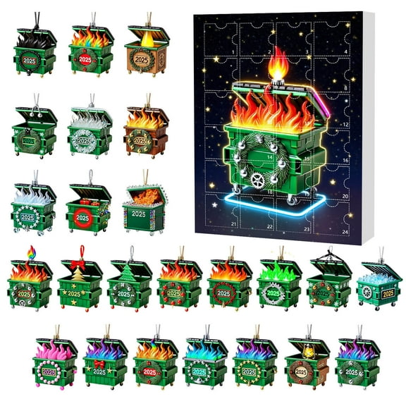 2025 Holiday Advent Calendar Home Decoration Dumpster Fire Ornament Funny Commemorative Collectible Countdown Set for Festive Season