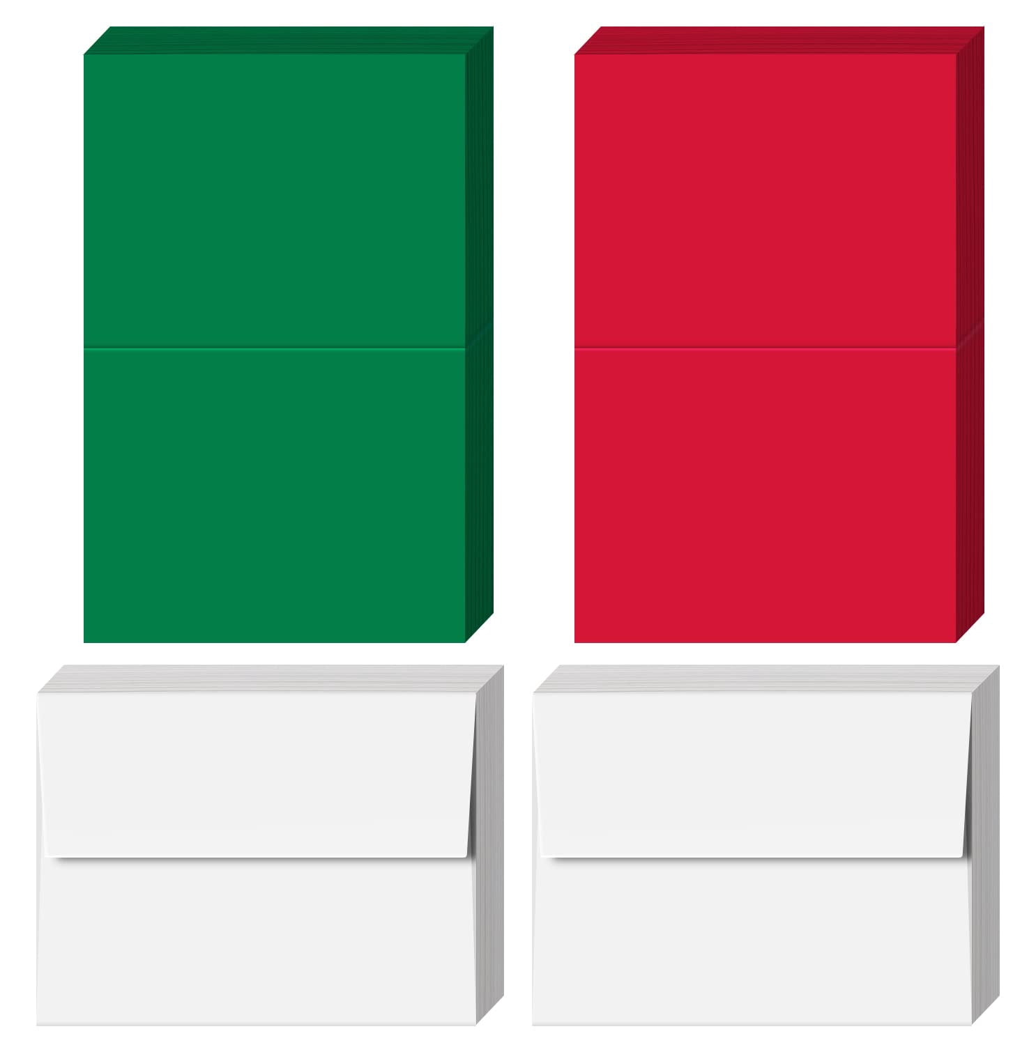2025 Blank Christmas Cards - 25 Red and 25 5" x 7" Cards, 50 White Envelopes - Great for Custom and DIY Holiday Xmas New Year Greetings, Invitations, Thank You and Announcement Cards - 50 Sets SF1