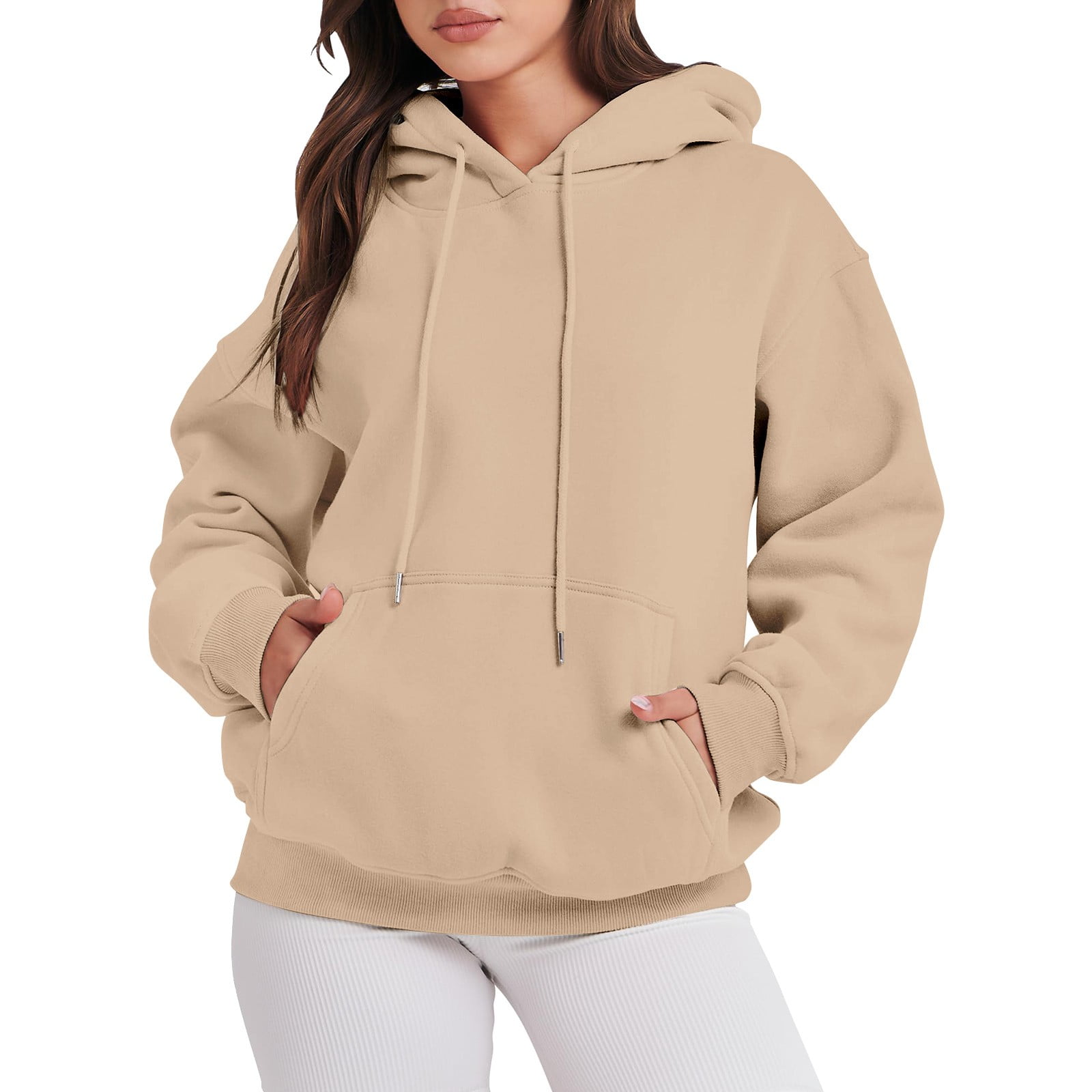 Women's solid color long-sleeved hoodie sweater main image 0