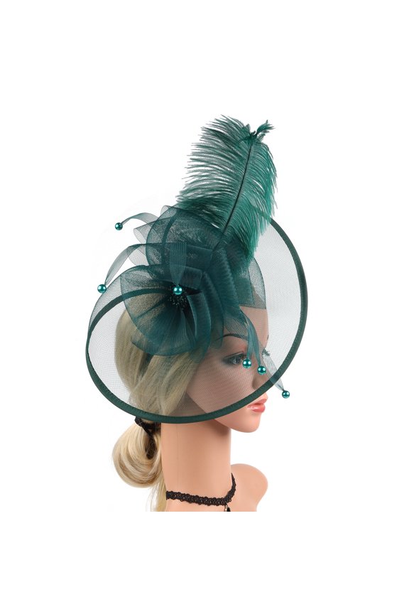 2025 Hot Sale Mesh Feather Headwear Bowknot Versatile Hairband Hair Accessories Pearl Party Performance Hair Clip Style