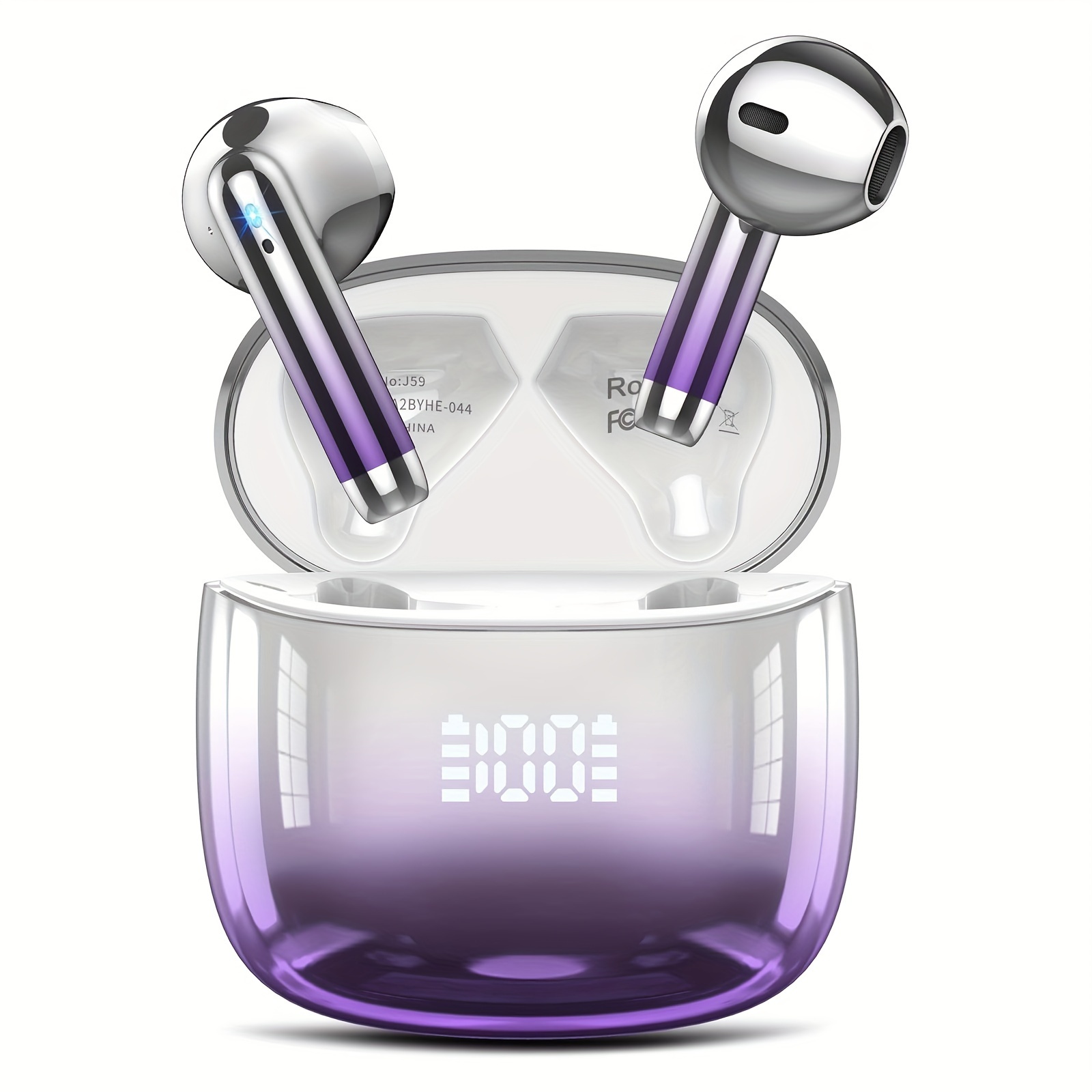 Wireless Earbuds with 48H Playtime & LED Power Display - Bluetooth 5.3, 4 Mic Noise Cancelling | Gradient Design for Android/iOS | Valentine's Day Gift Recommendations