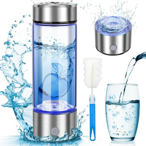 2025 Hydrogen Water Bottle, 3 Min 1800PPB Fast Hydrogen Water Generator with SPE PEM Tech, 14oz Portable Hydro Water Machine, Rechargeable Hydrogen Rich Glass for Home Office Travel & Fitness