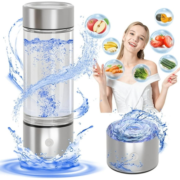 2025 Hydrogen Water Bottle,Hydrogen Water Bottle Generator 3Min Quick Electrolysis,Hydrogen Water Ionizer Glass Health Cup Suitable for Travel, Exercise,Home,Gift for Love(Silver)
