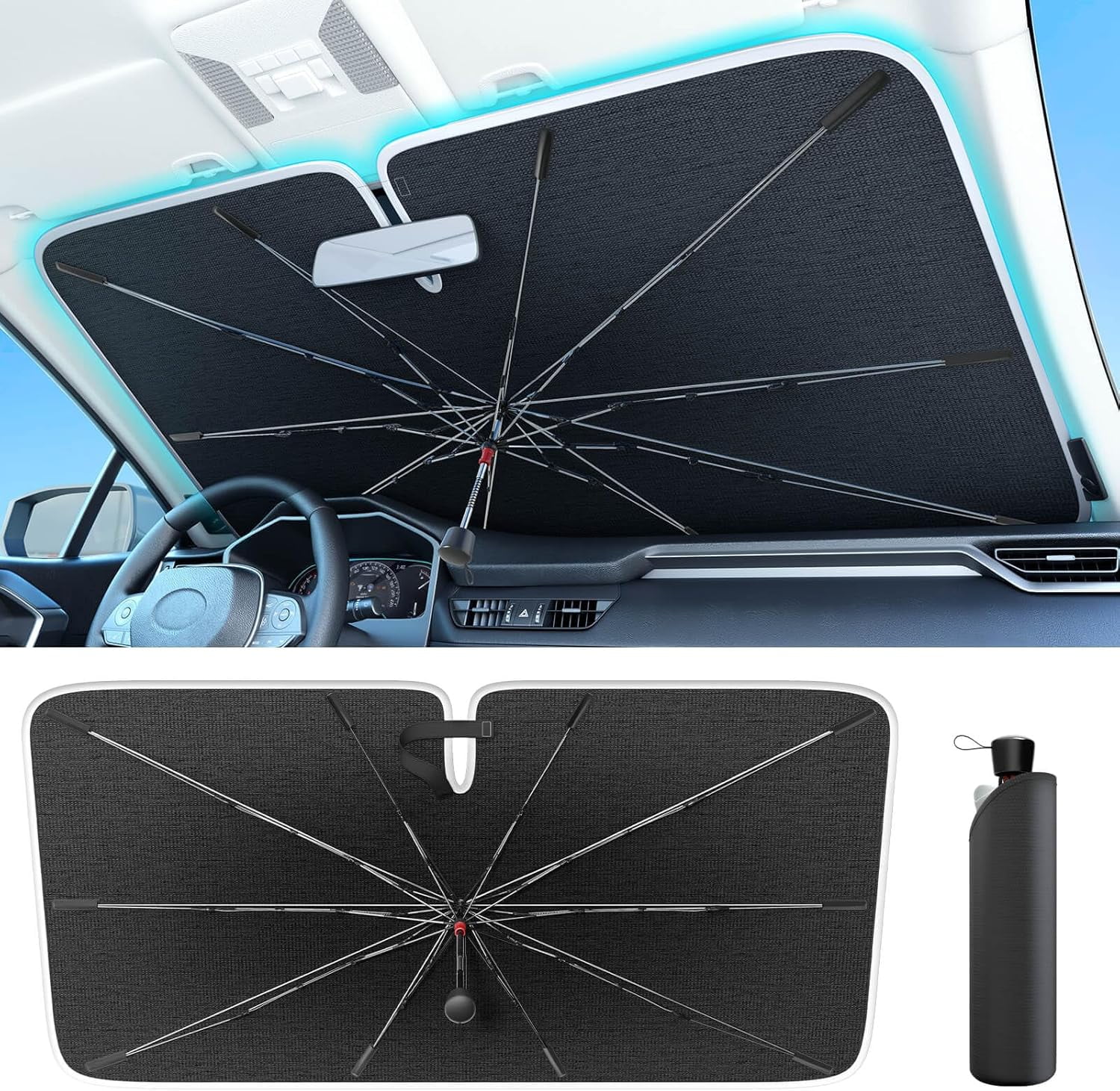 2025 Ice-Shield Sun Shade for Car Windshield [100% Sun Block, 4-Gen ...