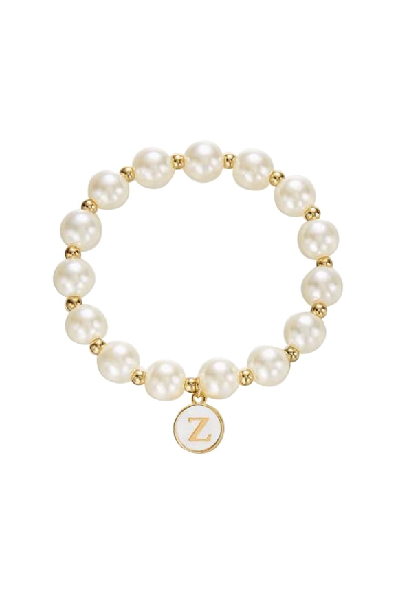 2025 Initial Pearl Bracelet Flower Girl Bracelet Proposal Gifts for Girls, Gold Pearl Bracelets with Letter A-Z Personalized Name Jewelry Birthday Christmas Wedding Party Gift for Her