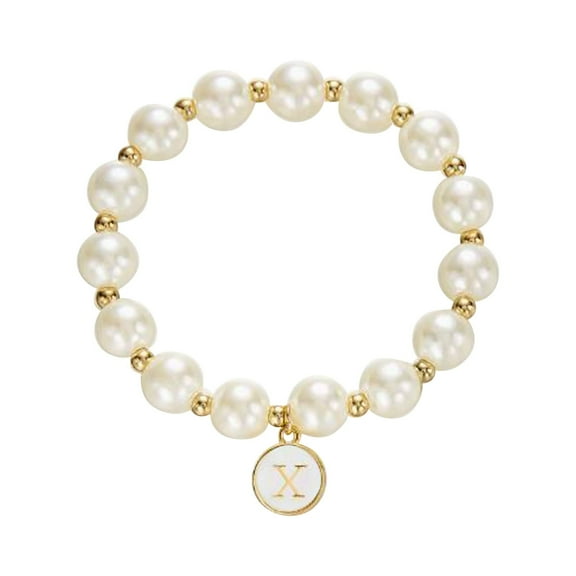 2025 Initial Pearl Bracelet Flower Girl Bracelet Proposal Gifts for Girls, Gold Pearl Bracelets with Letter A-Z Personalized Name Jewelry Birthday Christmas Wedding Party Gift for Her