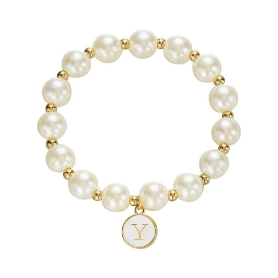 2025 Initial Pearl Bracelet Flower Girl Bracelet Proposal Gifts for Girls, Gold Pearl Bracelets with Letter A-Z Personalized Name Jewelry Birthday Christmas Wedding Party Gift for Her