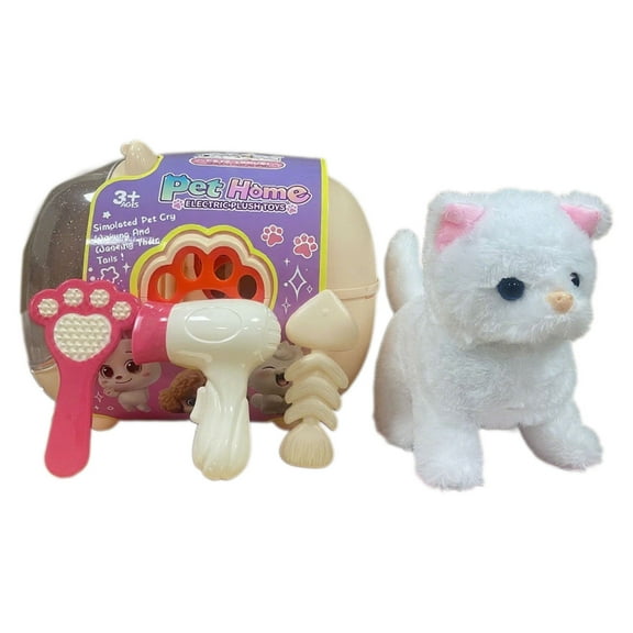 2025 Interactive Plush Toys, Companion Pet for_Elderly Adults Women_Ki-Ds Cat Lover Surprise Gifts for Anniversary Birthday Halloween Christmas Home Decor Gifts(White01)