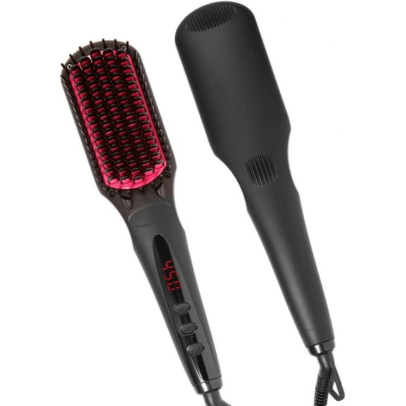 2025 Ionic Ceramic Hair Straightening Brush - Anti-Scald Hot Comb for Thick Natural Hair (Portable Electric Styler)