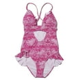 thumbnail image 1 of 2026 Items under $5 asdoklhq Plus Size Swimsuits for Women,Women Snake Pattern Ruffled One-piece Swimsuit Female Hollow Cross Swimsuit, 1 of 7