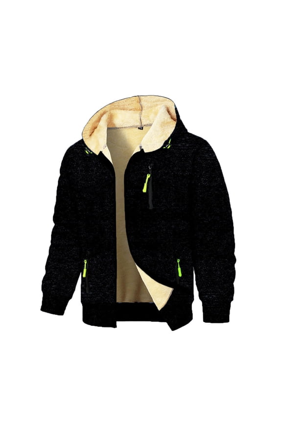 2025 Jackets For Men Winter Warm Long Sleeve Fleece Sherpa Lined Lightweight Soft Loose Comfort Coats With Pockets