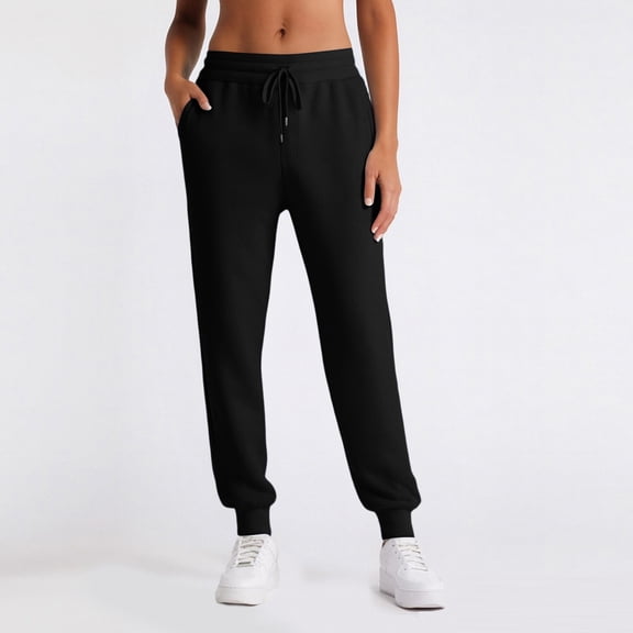 2025 Joggers for Women High Waisted Drawstring Sweatpants Trendy Joggers with Pockets Workout Athletic Sweat Pants Black L
