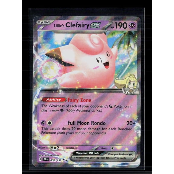 2025 Journey Together Lillie's Clefairy EX Holo Double Rare RR 56/159 English Pokemon Card