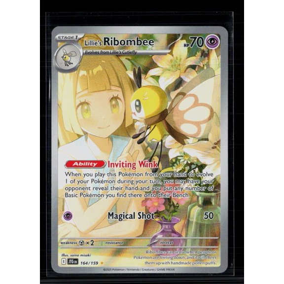 2025 Journey Together Lillie's Ribombee Holo Secret Rare #164/159 Pokemon Trading Card English