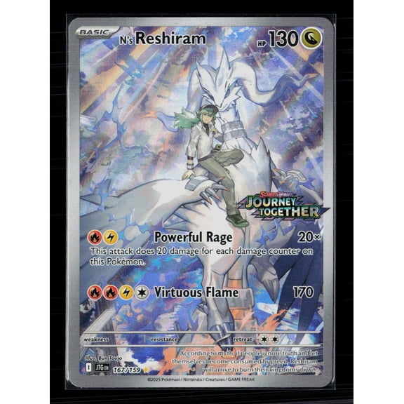 2025 Journey Together N'S Reshiram Holo Secret Rare SAR #167/159