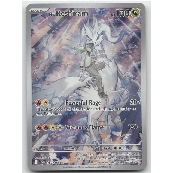 2025 Journey Together N'S Reshiram Secret Rare 167/159 English Pokemon Trading Card