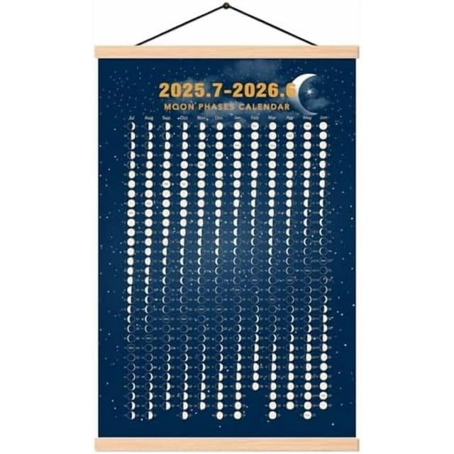 2025 July 2026 June Moon Phase Calendar Print Poster Vertical Canvas 2025 July 2026 June Moon Phase Calendar Print Poster Vertical Canvas