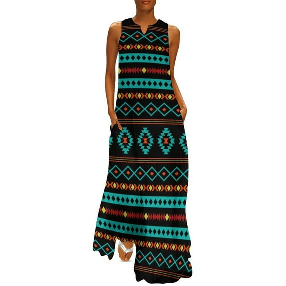 2025 Kente Tribal African Dress Summer Retro Print Streetwear Casual Long Dresses Women Vintage Maxi Dress Gift Idea