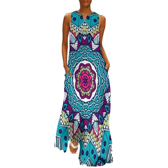 2025 Kente Tribal African Dress Summer Retro Print Streetwear Casual Long Dresses Women Vintage Maxi Dress Gift Idea