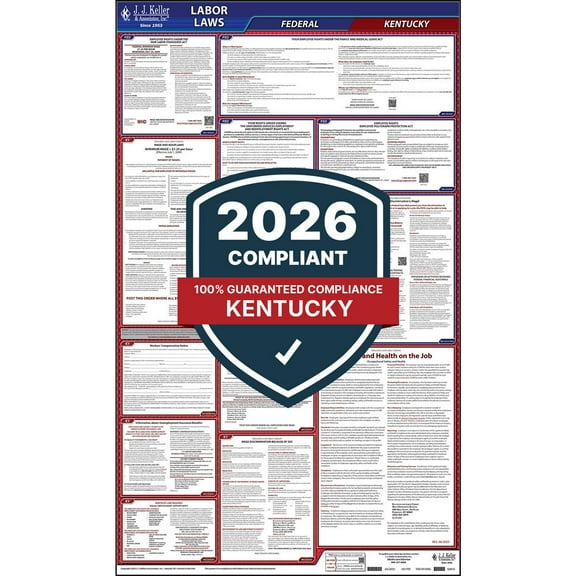 2025 Kentucky Labor Law Poster, All-in-One OSHA Compliant KY State & Federal Laminated Poster (24" x 40" English)