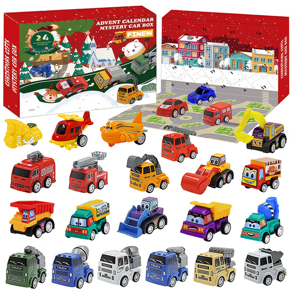 2025 Kids Advent Calendar Cars for Boys, 24 Days Christmas Countdown Calendar Pull Back Cars Set for Kids, Christmas for Boys and Toddler