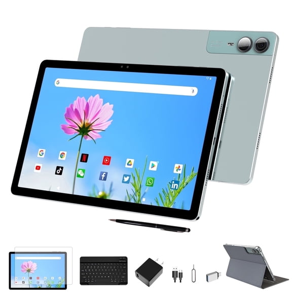 2026 Latest 2K Display 11 inch Android Tablet 18GB + 128GB, Unisoc T616, With Case, Pen, Keyboard, Quad Stereo Speakers, Triple Camera
