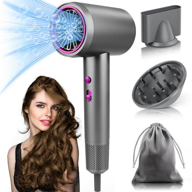 1500W High-Speed Ionic Hair Dryer with Diffuser for Fast-Drying Styling,  120V, Gray