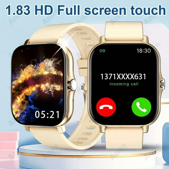 [2025 Latest Smart Watch] 2025 Latest Smart Watch - 1.83 Inch Square Dial, Answer/Make Calls, Multiple Sports Modes, Pedometer, Calories Tracker, Multi-function