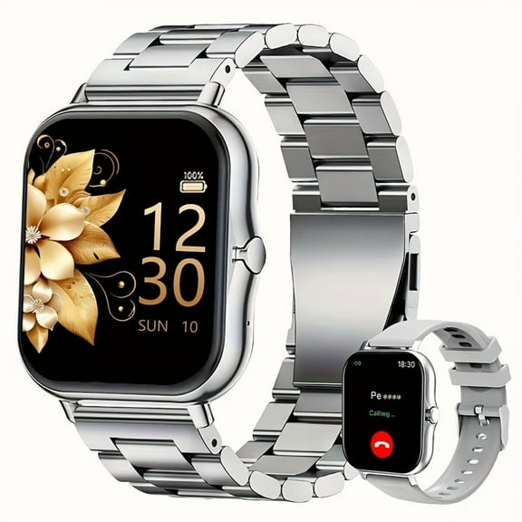 [2025 Latest Smart Watch] 2025 Latest Smart Watch - 1.83 Inch Square Dial, Answer/Make Calls, Multiple Sports Modes, Pedometer, Calories Tracker, Multi-function
