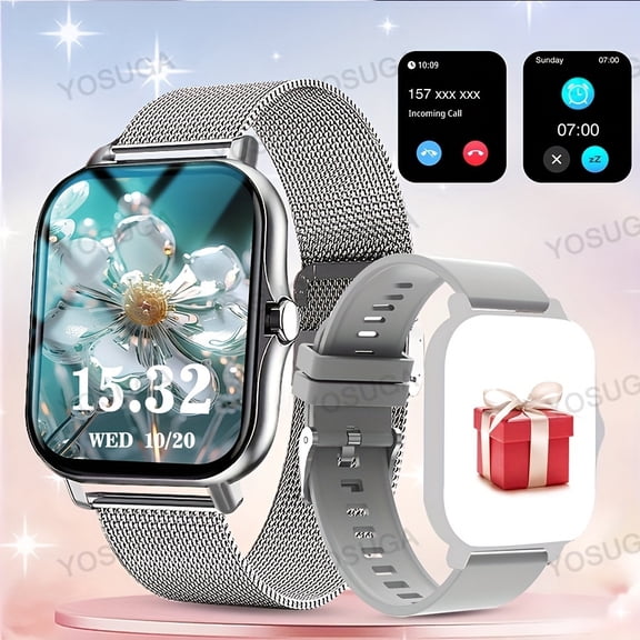 [2025 Latest Smart Watch] 2025 Latest Smart Watch - 1.83 Inch Square Dial, Answer/Make Calls, Multiple Sports Modes, Pedometer, Calories Tracker, Multi-function