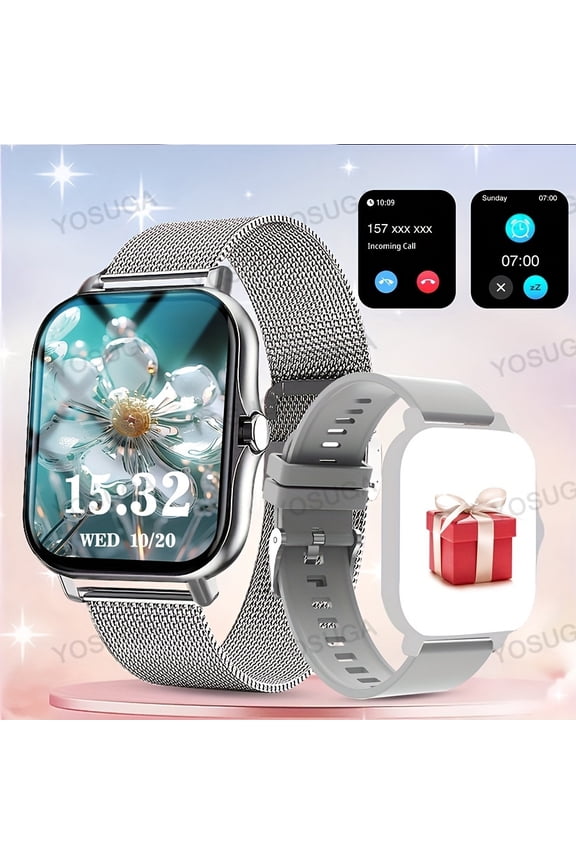 [2025 Latest Smart Watch] 2025 Latest Smart Watch - 1.83 Inch Square Dial, Answer/Make Calls, Multiple Sports Modes, Pedometer, Calories Tracker, Multi-function