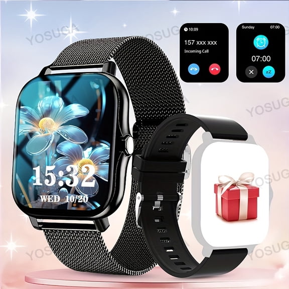 [2025 Latest Smart Watch] 2025 Latest Smart Watch - 1.83 Inch Square Dial, Answer/Make Calls, Multiple Sports Modes, Pedometer, Calories Tracker, Multi-function