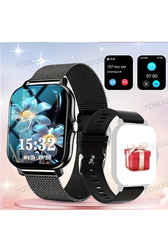 [2025 Latest Smart Watch] 2025 Latest Smart Watch - 1.83 Inch Square Dial, Answer/Make Calls, Multiple Sports Modes, Pedometer, Calories Tracker, Multi-function