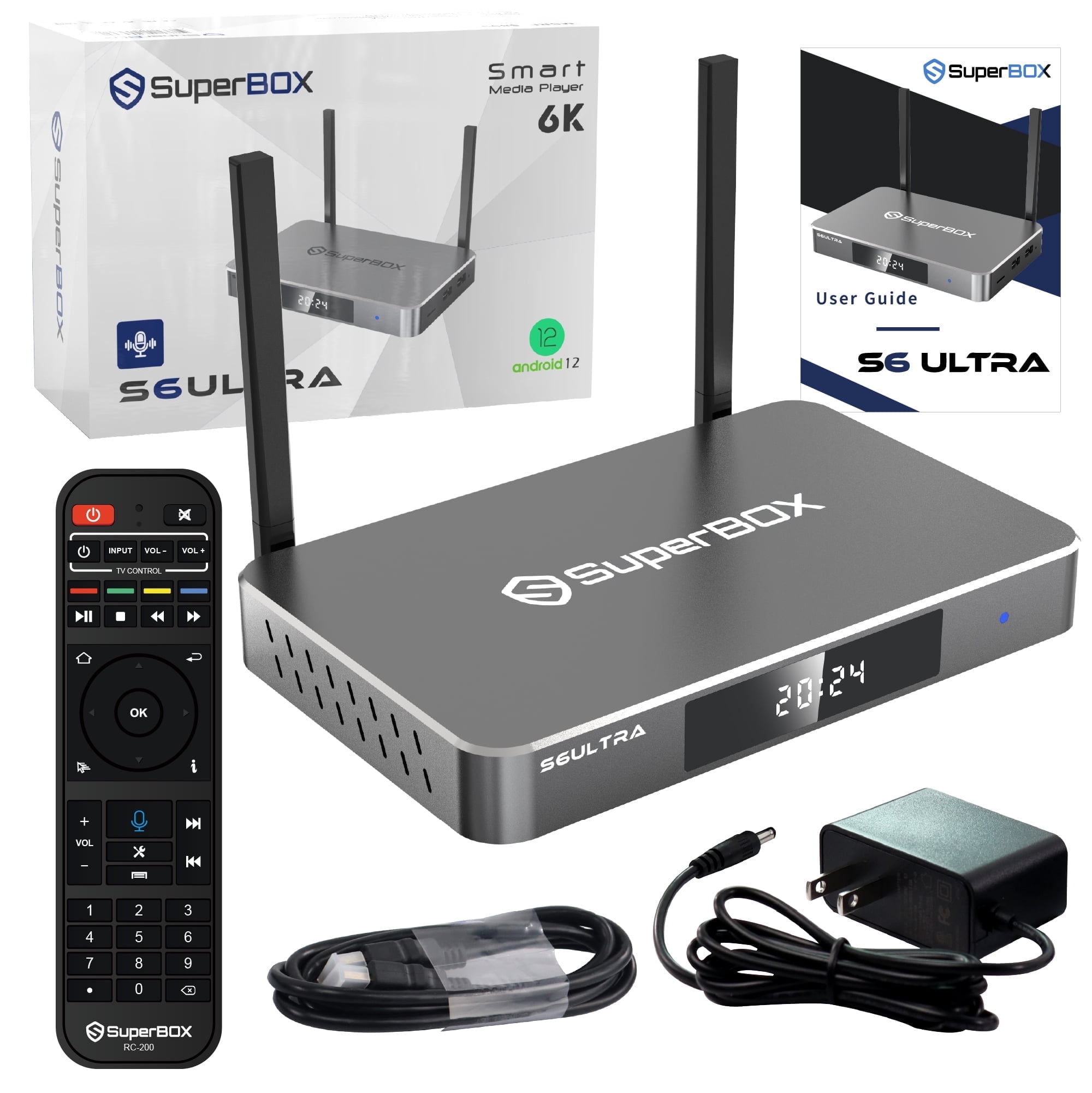 2025 Latest Superbox S6 Ultra with Large Capacity 4G+128G Storage, Stable & Smooth S6ultra Super Box with Voice Remote, Time Shift & Parental Controls, Android 12