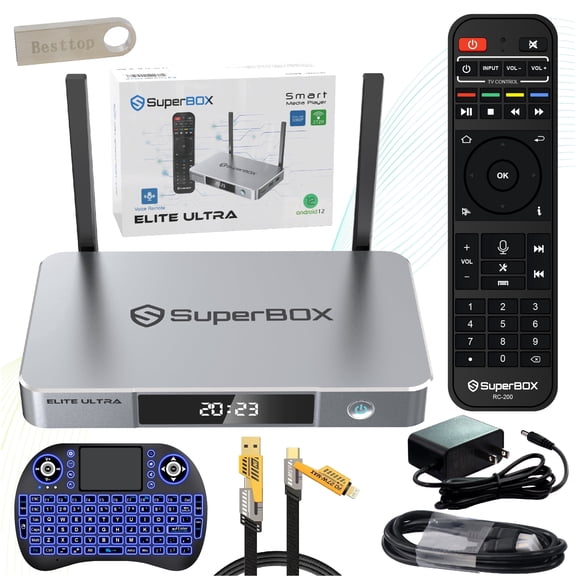 2025 Latest Super-box Elite Ultra with Large Capacity 4G+128G Storage, Stable & Smooth Elite Ultra Super TV Box with Voice Remote, Easy Setup Guide, Android 12. 6K Ultra