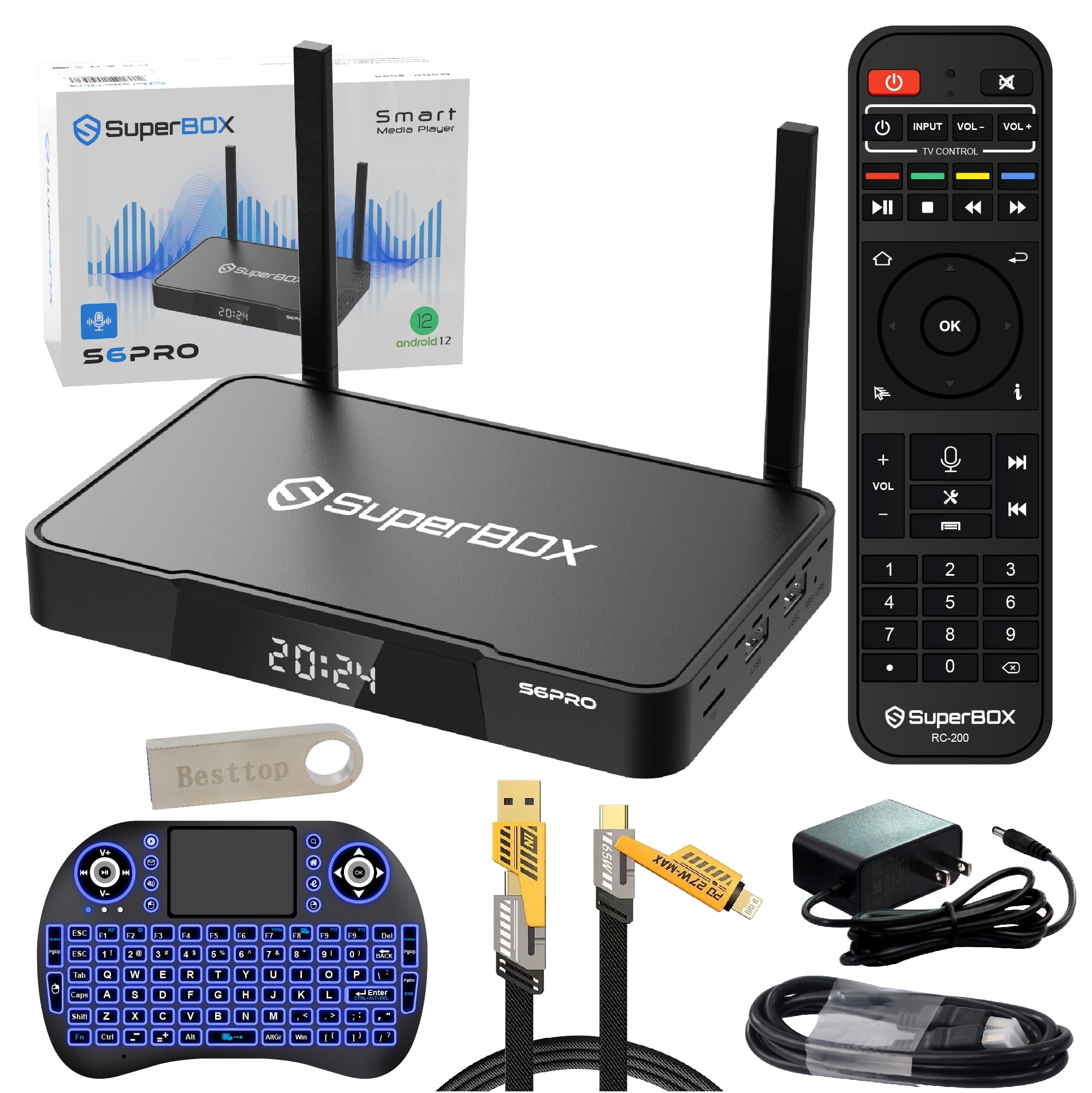 2025 Latest Superbox S6pro Fully Loaded, Super Box S6 Pro with 4G+32G+64G Storage, Powerful Smart TV Box S6 with Time Shift, Parental Control Time & Voice Controls for Family Fun