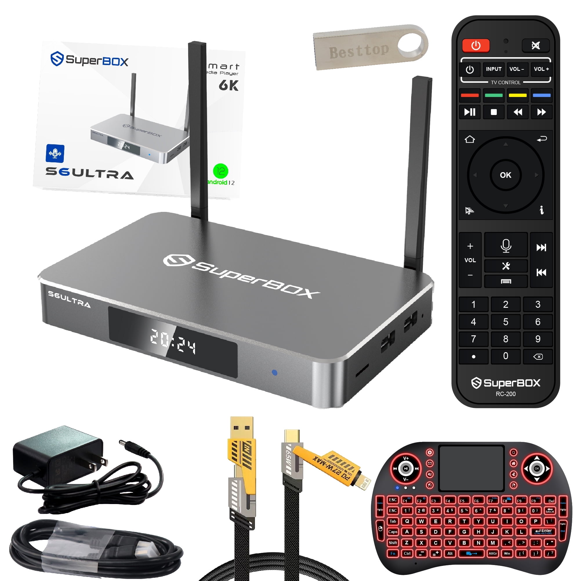 2025 Latest Superbox S6ultra Fully Loaded, Super Box S6 Ultra with 4G+128G+64G Storage, Powerful Smart TV Box S6 with Time Shift, Parental Control Time & Voice Controls for Family Fun