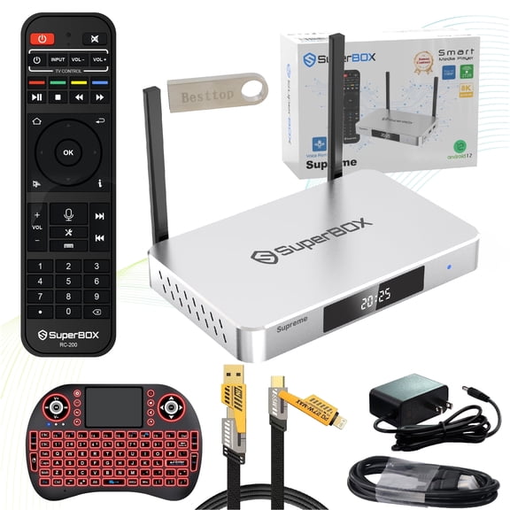 2025 Latest Superbox Supreme Fully Loaded, Super Box Supreme with 4G+128G Storage, 8K HDMI Powerful Smart TV Box S6 Built in Voice System, Android 12