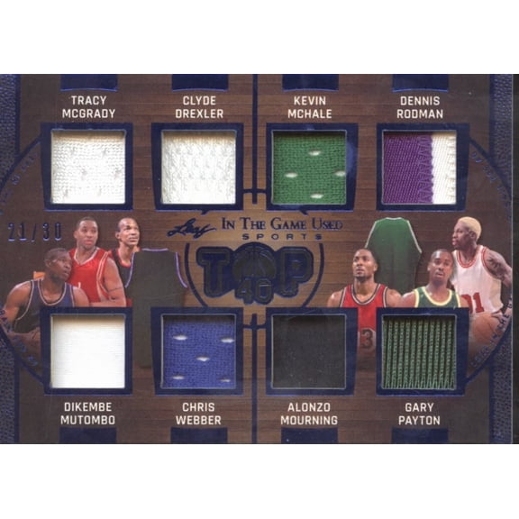 2025 Leaf In The Game Used Sports Top 40 Gary Payton Tracy McGrady Kevin McHale Alonzo Mourning Chris Webber Clyde Drexl Portland Trail Blazers NBA Ba