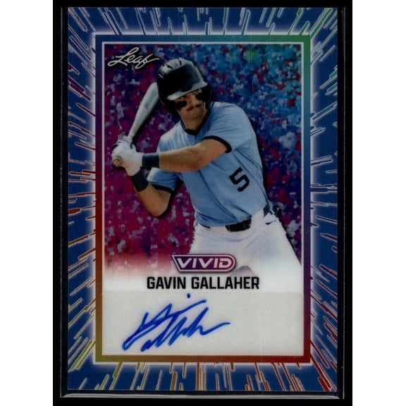 2025 Leaf Vivid Gavin Gallaher BA-GG2 Base Autographs Laser Blue SN AU Baseball Card North Carolina Tar Heels MLB Autographed BASEBALL Trading Card