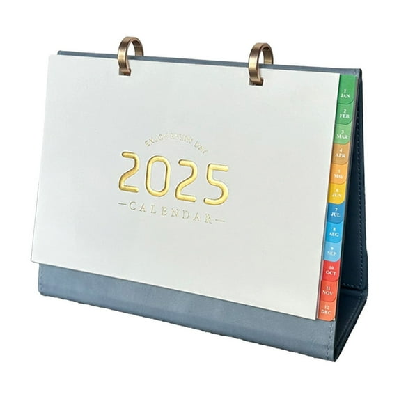 2025 Leather Desk Calendar with Inspirational Quotes, Page-Flip Design for Office Home Decor, Includes Note Slot & Magnetic Base, 1-Pack Organizer