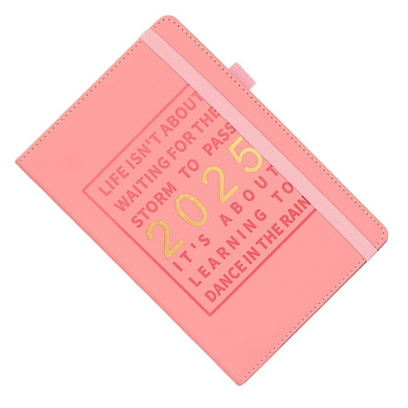 2025 Leather Weekly Monthly Planner Journal Notebook with Elastic Pen Holder, Timetable for Office Staff Planning