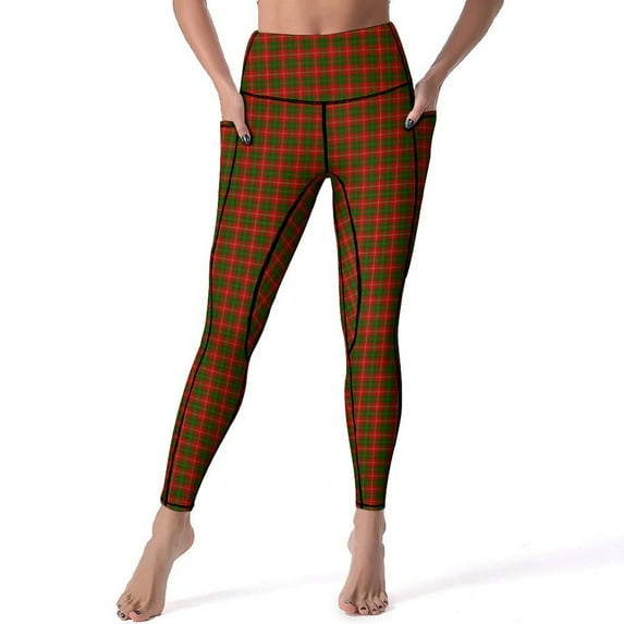 2025 Leggins Gym Fitness Stretch Tights Sports Yoga Sweet Up Push Leggings Print Lines Pockets Pants Yoga Plaid White And Green