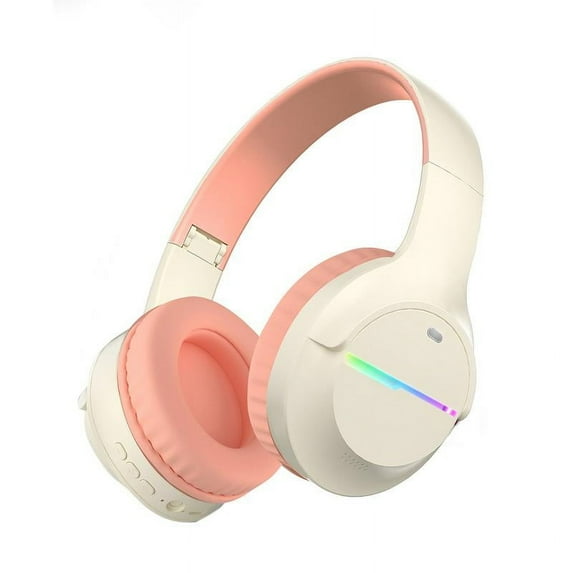 2025 Light Emitting Wireless Headphones,Colorful LED Lights Comfort Over Ear Foldable Headset With Built-in Microphone,FM,SD Card Slot,Wired For School/Tablet Computer/PC/TV/Cellphones/Travel Gift
