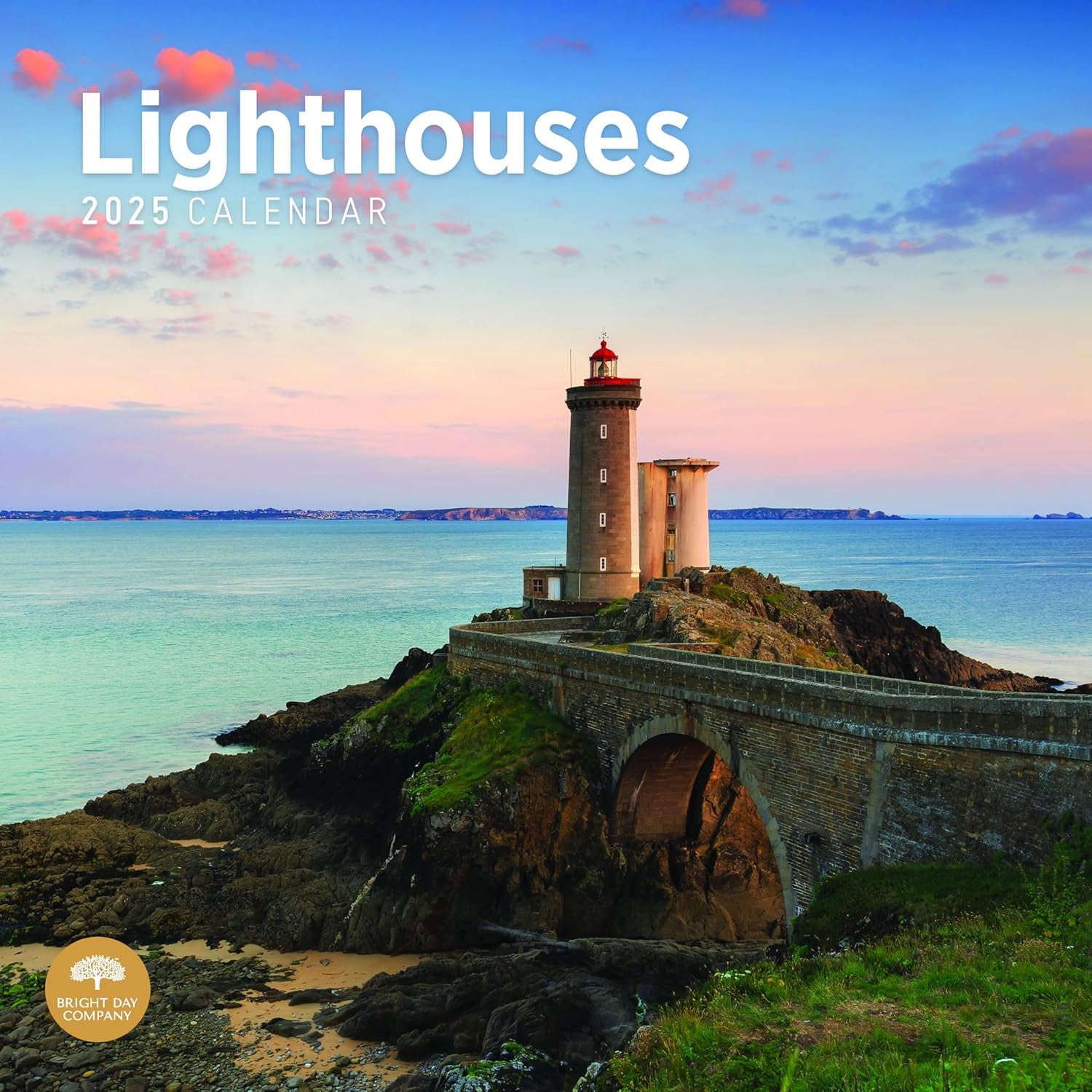 2025 Lighthouses Monthly Wall Calendar by Bright Day, 12 x 12 Inch Beautiful Landscape Photography Gift